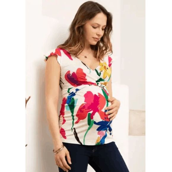 Envie De France Maternity Top FRANCINE in Rainbow Size US 8/10 Medium, MSRP $191 - Picture 15 of 16